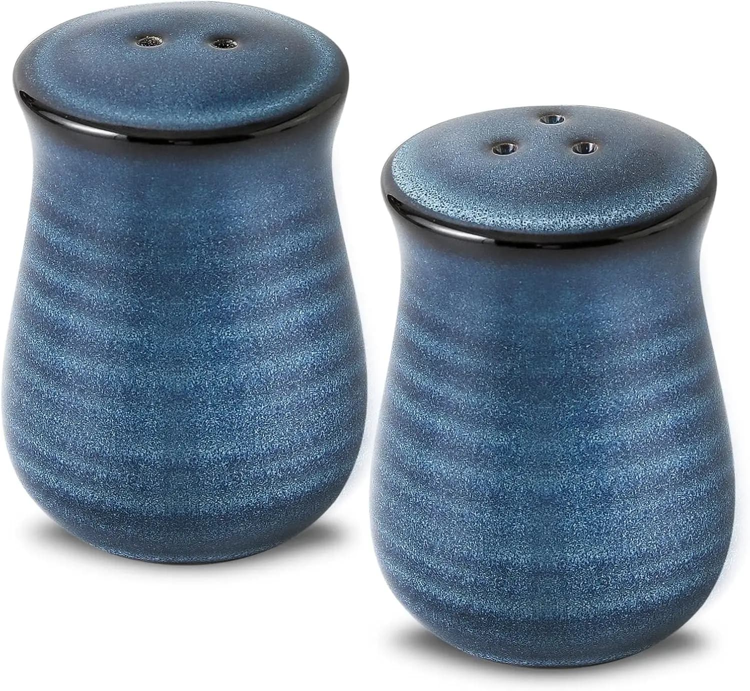 Set di Saliera e Pepiera in Ceramica Stile Rustico, Shaker Blu Vintage per Arredamento Cucina, Contenitori per Spezie in Porcellana