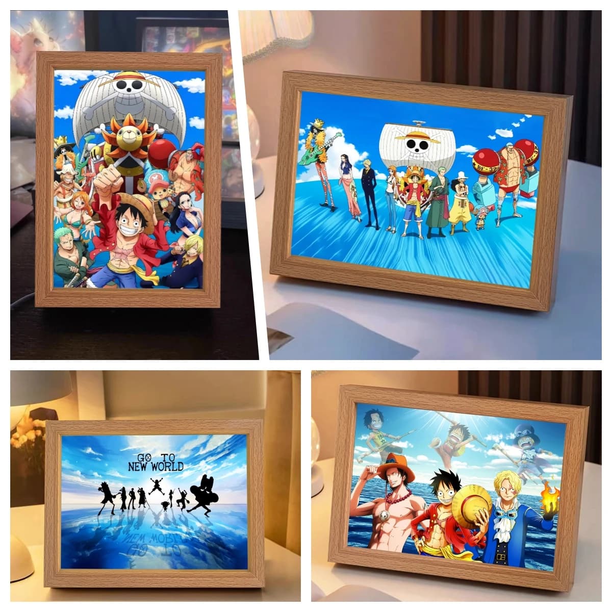 Personaggio anime Rufy cornice luminosa a LED studio camera da letto luce notturna regalo di compleanno di Natale luce lunare