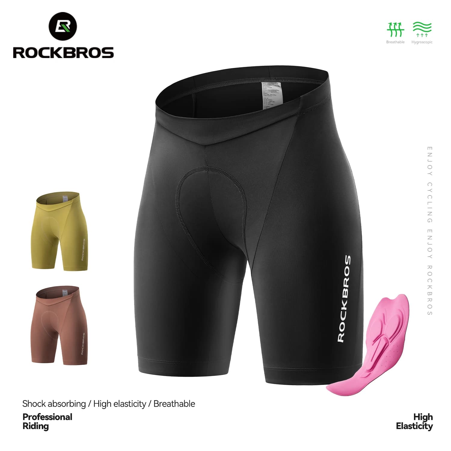 ROCKBROS summer cycling shorts with shockproof 3D padding, breathable, fast drying, for racing bike and MTB