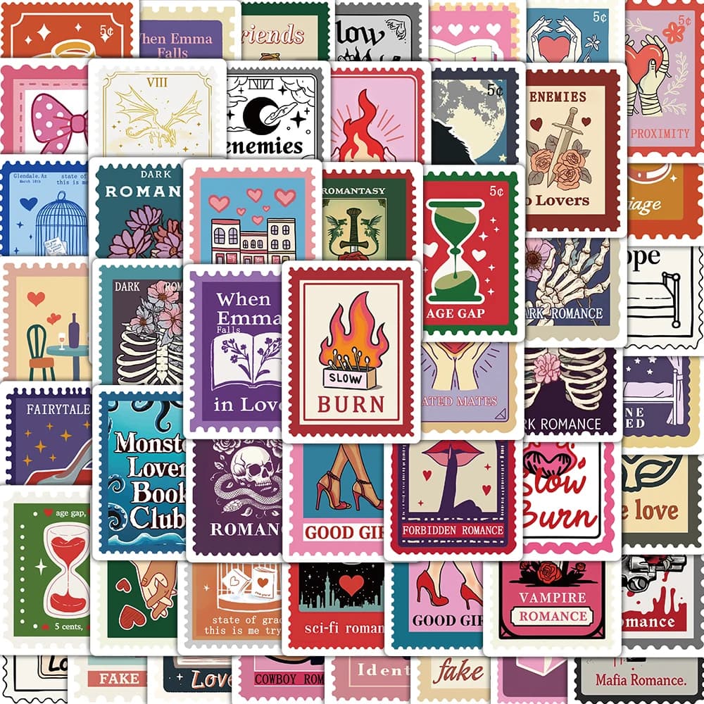 50PCS Libro Trope Timbro Adesivi Nostalgia Lettura Graffiti Carta PVC Telefono Laptop Scrapbooking Adesivo estetico impermeabile