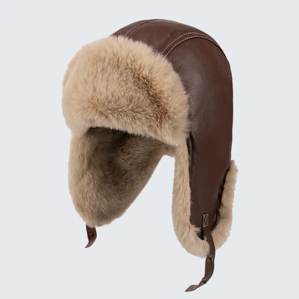 Cappello da pilota invernale in pelle PU casual Berretti a cuffia Anti Fog Cappello da sci caldo Cappello di protezione per le orecchie Paraorecchie Ciclismo Lei Feng Cappello da escursionismo