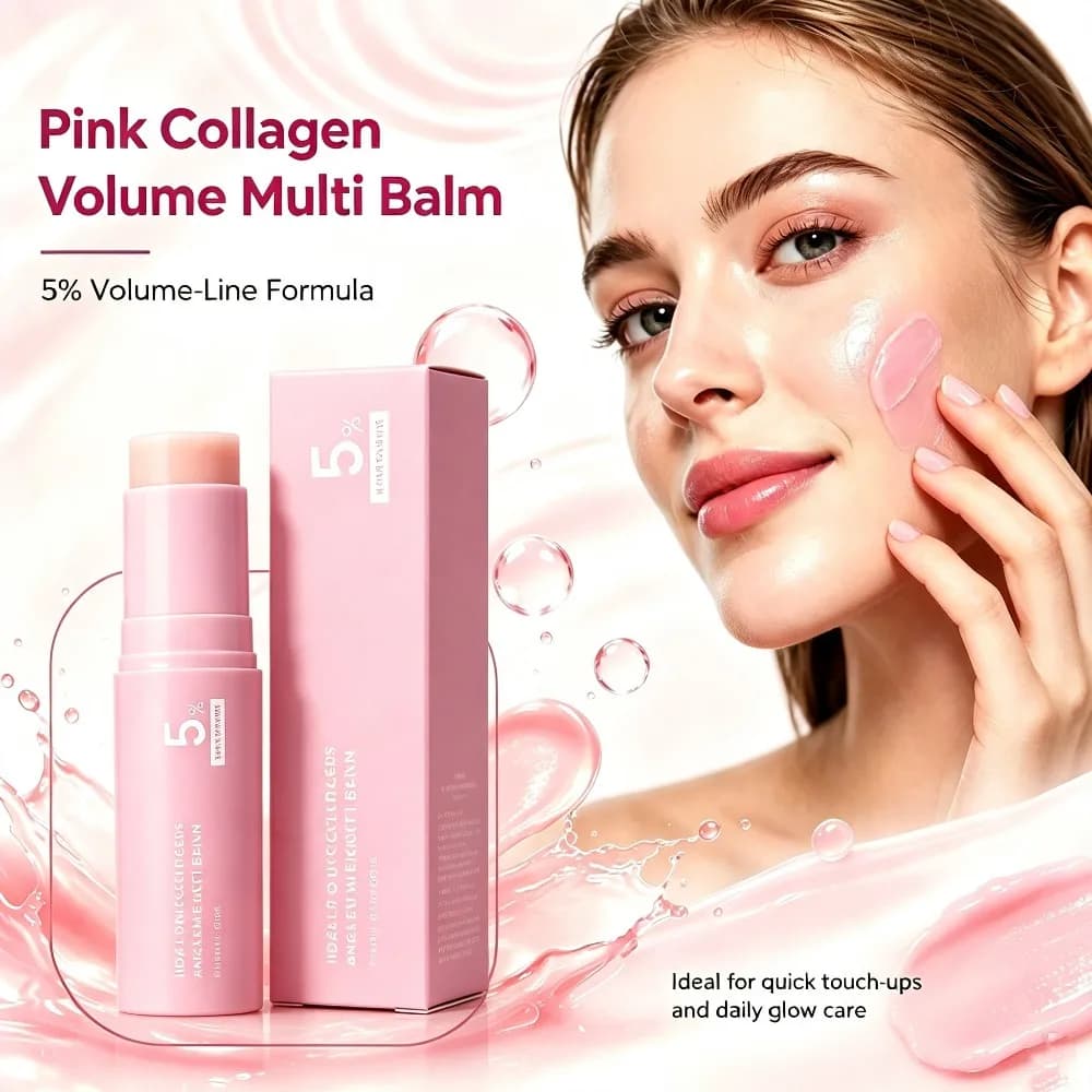 Pink Collagen Plumping Balm 5% Retinol Firming Lifting Fade Fine Lines Hydrating Glowing Increase Elasticity Wrinkle Balm Stick