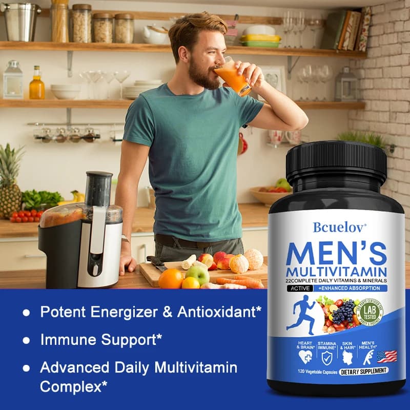 Daily Multivitamin for Men – 22 Vitamins and Minerals, Vegan Food Supplement for Energy, Immunity, Digestion, Skin and Health General