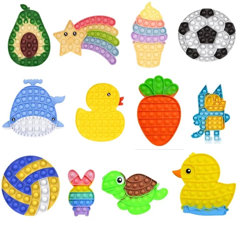 Carino Fidget Reliver Giocattoli antistress Arcobaleno Push Bubble Antistress Giocattoli Per adulti Bambini Semplice fossetta Giocattolo Per alleviare l'autismo regalo per bambini