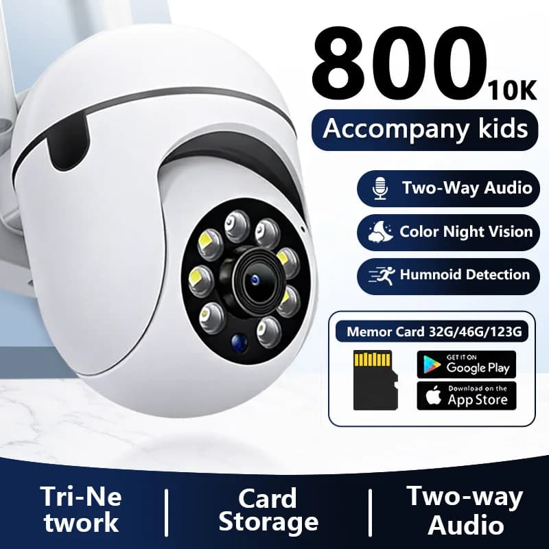 Telecamere Wi-Fi da 8MP per Videosorveglianza IP Esterna, Monitor di Sicurezza con Zoom 5.0X, Allarme Wireless per Casa, Rotazione a 360° Pro