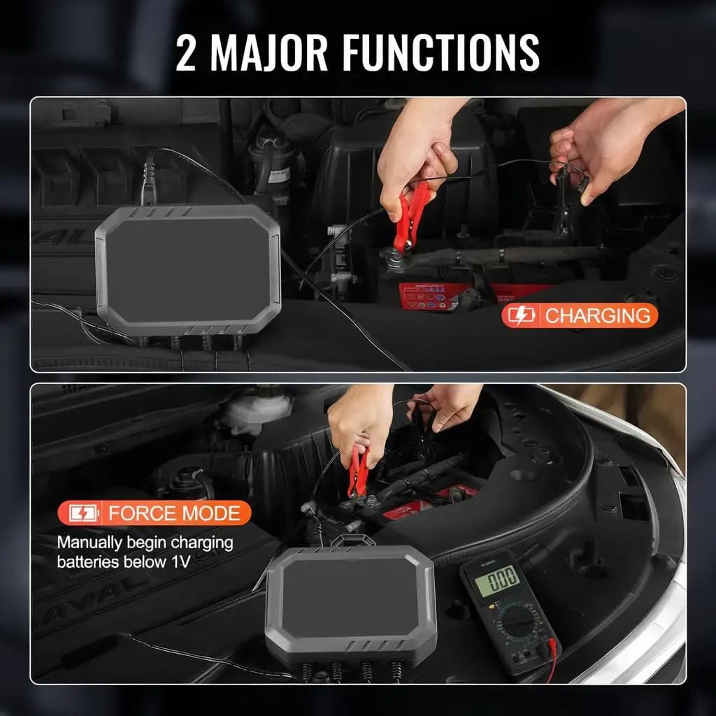 Caricabatterie Intelligente, 8 Ampere, per Batterie LiFePO4 e Piombo-Acido (AGM / Gel / SLA), Caricabatterie per Auto Completamente Automatico e Mantenitore di Carica