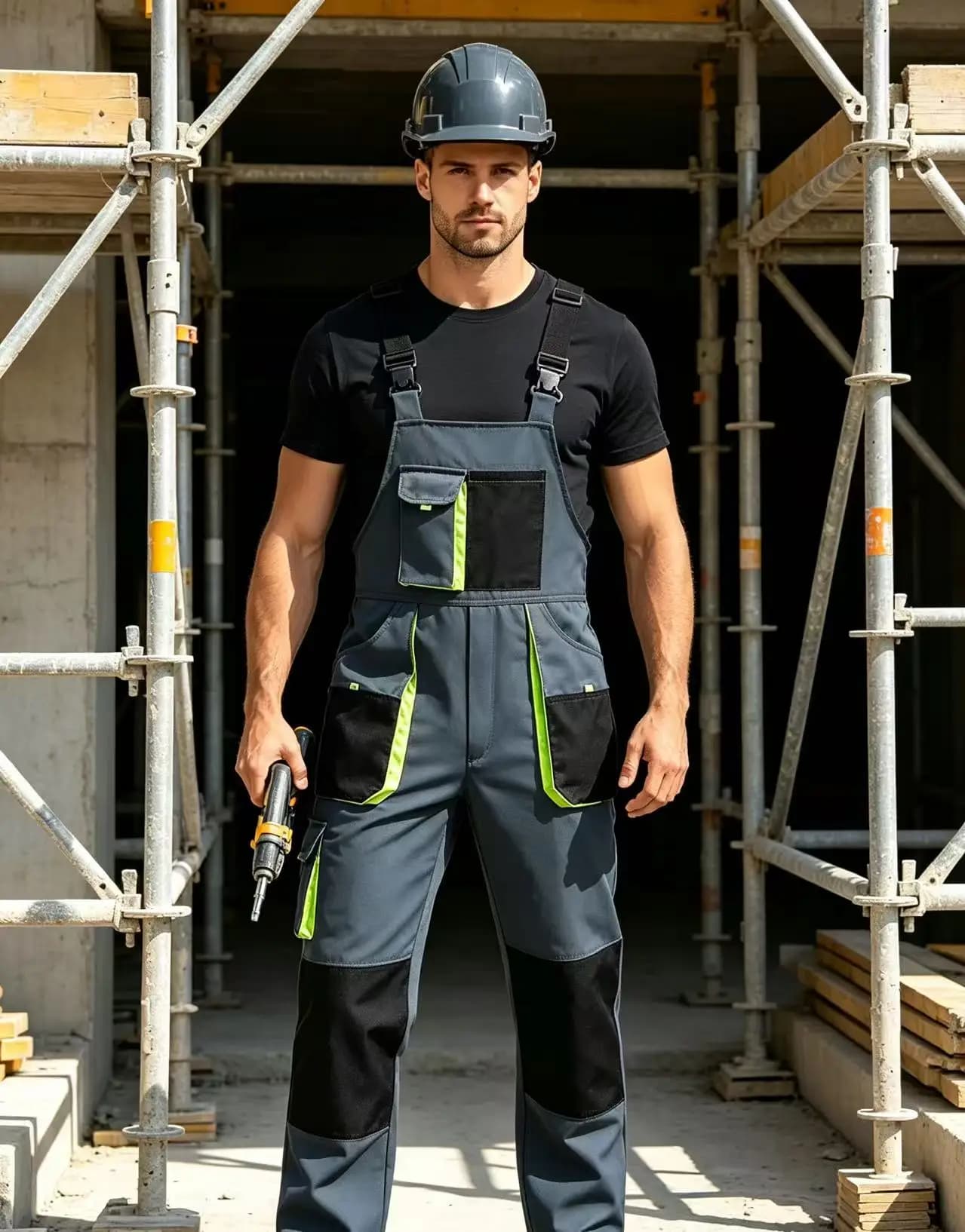 Men's Work Jumpsuits Adjustable Shoulder Straps Resistant Work Wear Multi Pockets Workshop Factory Maintenance Overalls Wear