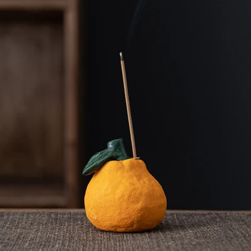 Porta incenso in ceramica brutto arancione buona fortuna per interni mini piccolo bruciatore