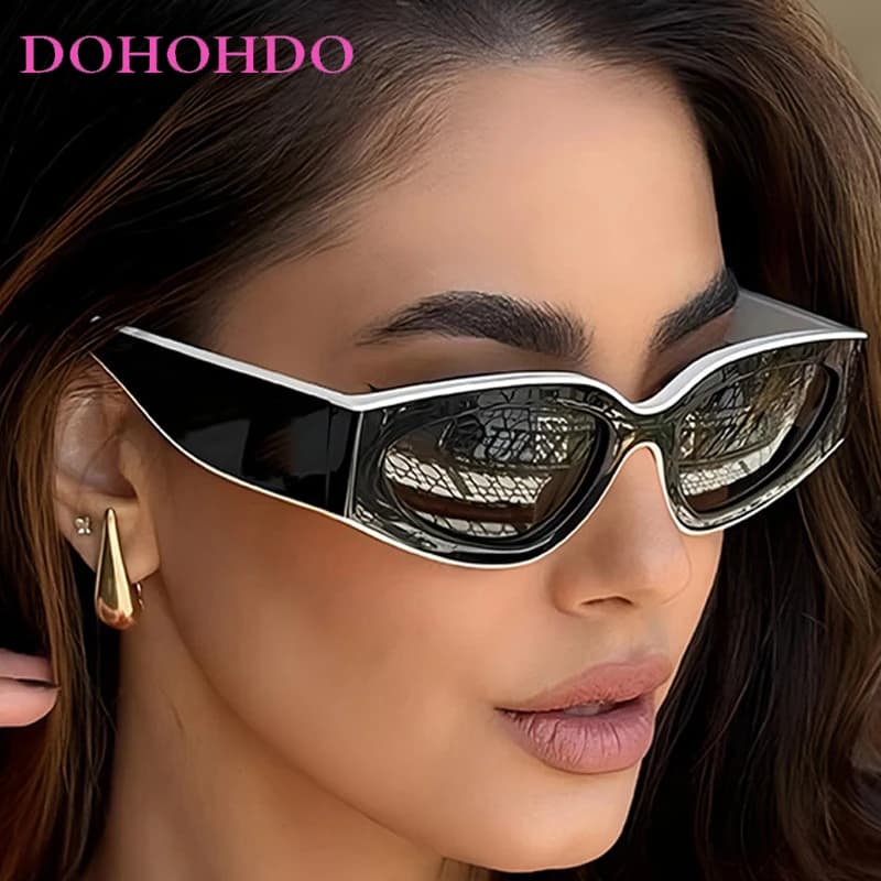 Occhiali da Sole Donna Uomo 2025 Nuova Moda Cat Eye Piccoli Ovali Trendy Y2K Punk Vintage Protezione UV400