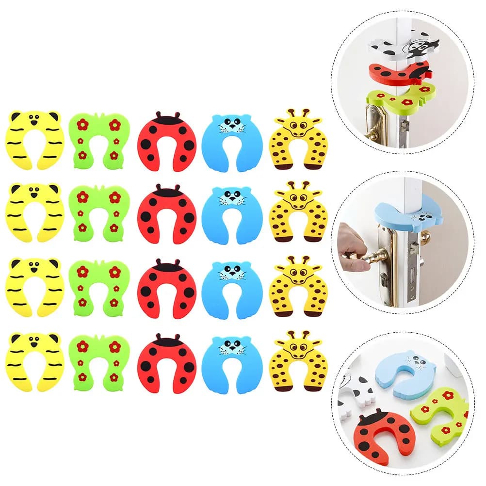 20 Pezzi Fermaporta a Forma di Animale Cartone Animato, Protezione Anti-Pizzicamento Morbida e Resistente per la Sicurezza dei Bambini