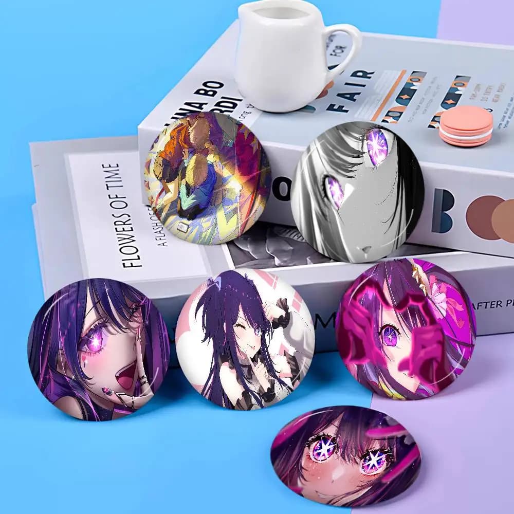 Spilla rotonda divertente a pressione Oshi No Ko Anime Ai Hoshino, distintivo per zaino, cappello, accessori, gioielli, regali per amici