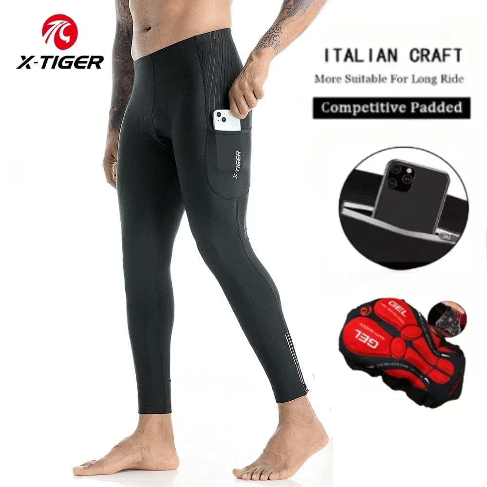 X-TIGER pantaloni da bici da uomo 5D collant da ciclismo imbottiti in Gel Leggings da equitazione all'aperto pantaloni da bicicletta da strada di montagna cerniere a due gambe laterali