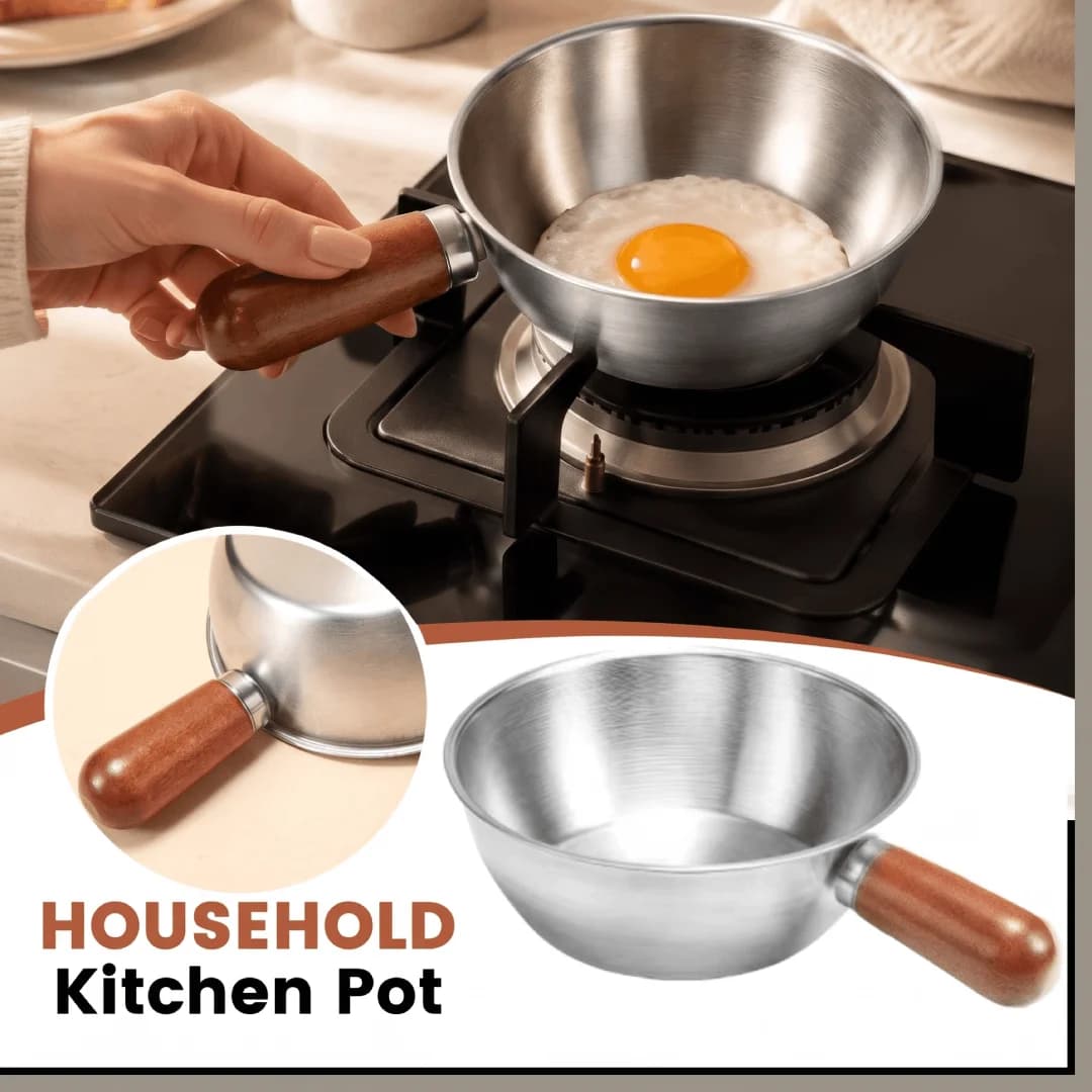 High Quality Wooden Handle Mini Milk Pot Lightweight Anti Scalding Stainless Steel Household Kitchen Omelette Frying Small Pot