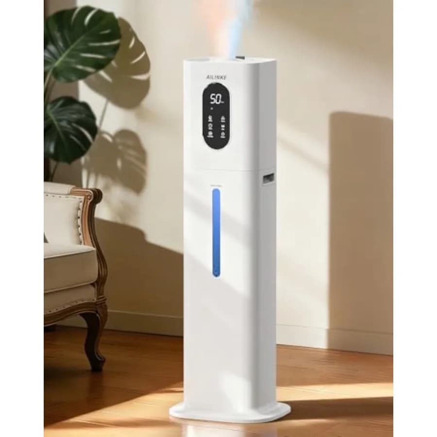 Umidificatore a nebbia calda e fredda da 8 litri (2.1 Galloni) per camera da letto, con riempimento dall'alto, per ambienti fino a 46 mq, con diffusore di oli essenziali, ideale per grandi spazi.