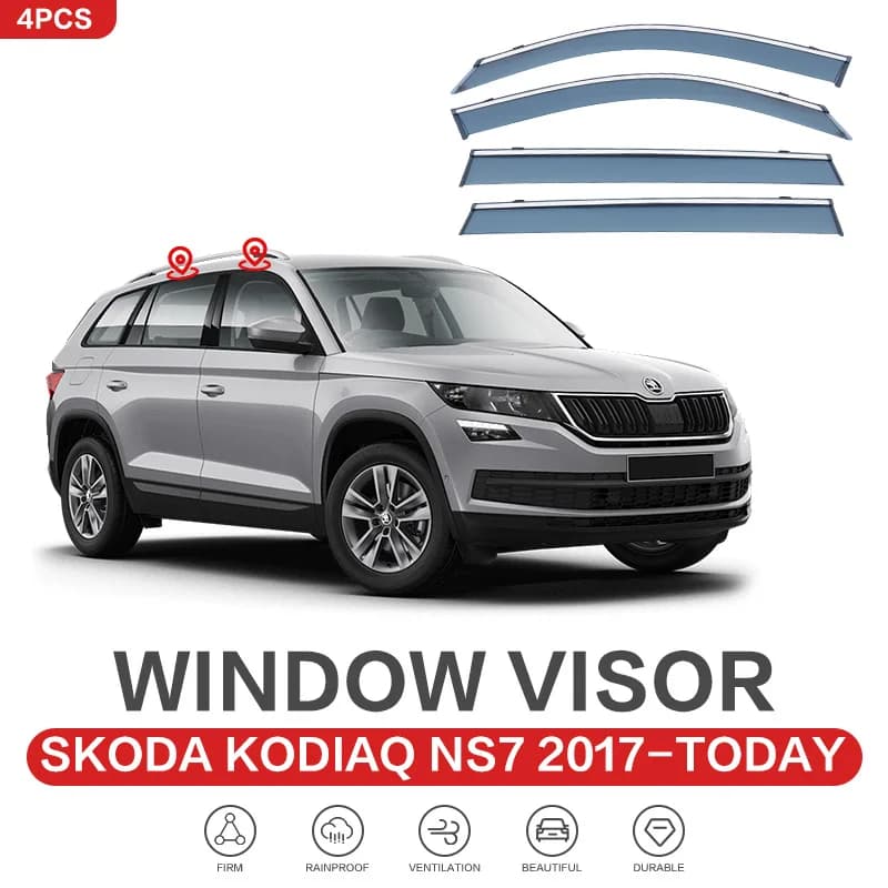 Per Skoda Kodiaq 2017-2024: Deflettori Parasole per Finestrini Auto, Protezione Antipioggia e Antivento, Accessori Auto, Styling Auto