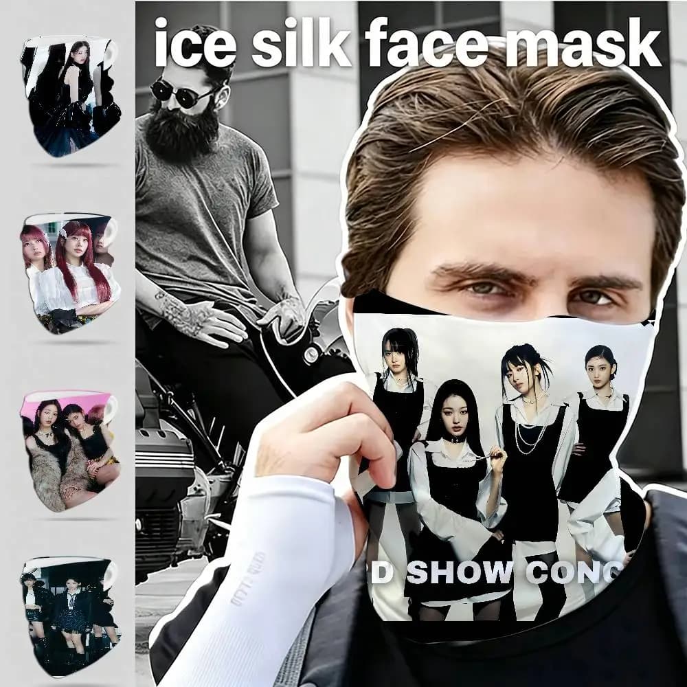 Popular Kpop group I-IveS girls Summer Neck Gaiter Sunscreen Face Cover for Cycling Hiking Motorcycle Riding