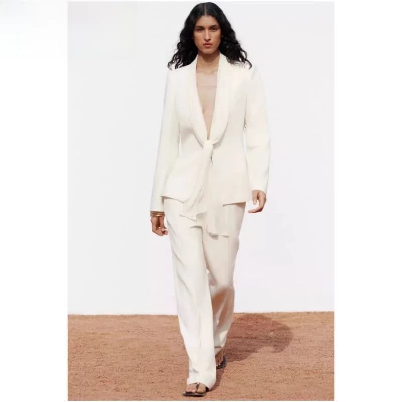 Thin Casual Necktie Long Sleeve Suit Jacket High Waist Straight Leg Casual Pants KISS Brand Original Design Slim Fit