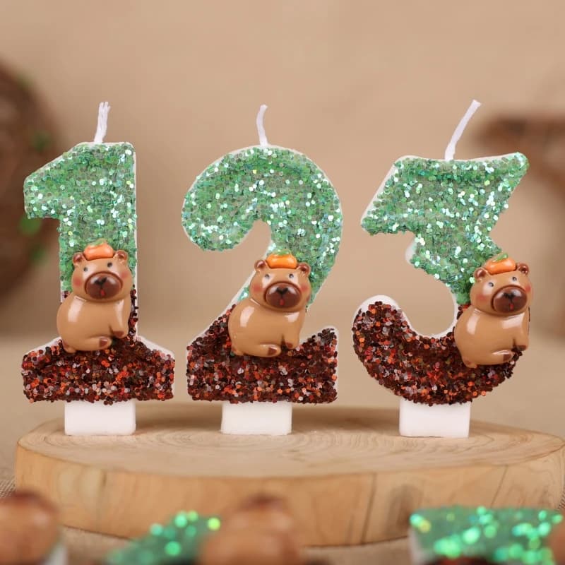 0-9 digit candle with cute Capibara, birthday cake decoration, baby shower, sex revelation, anniversary, party items, gift