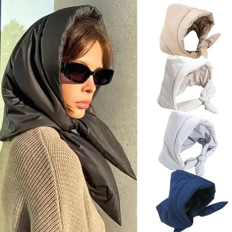 Foulard invernale Cappuccio caldo Imbottiture Sciarpa a triangolo in cotone da donna Cappello idrorepellente antivento ispessito per cappuccio da esterno