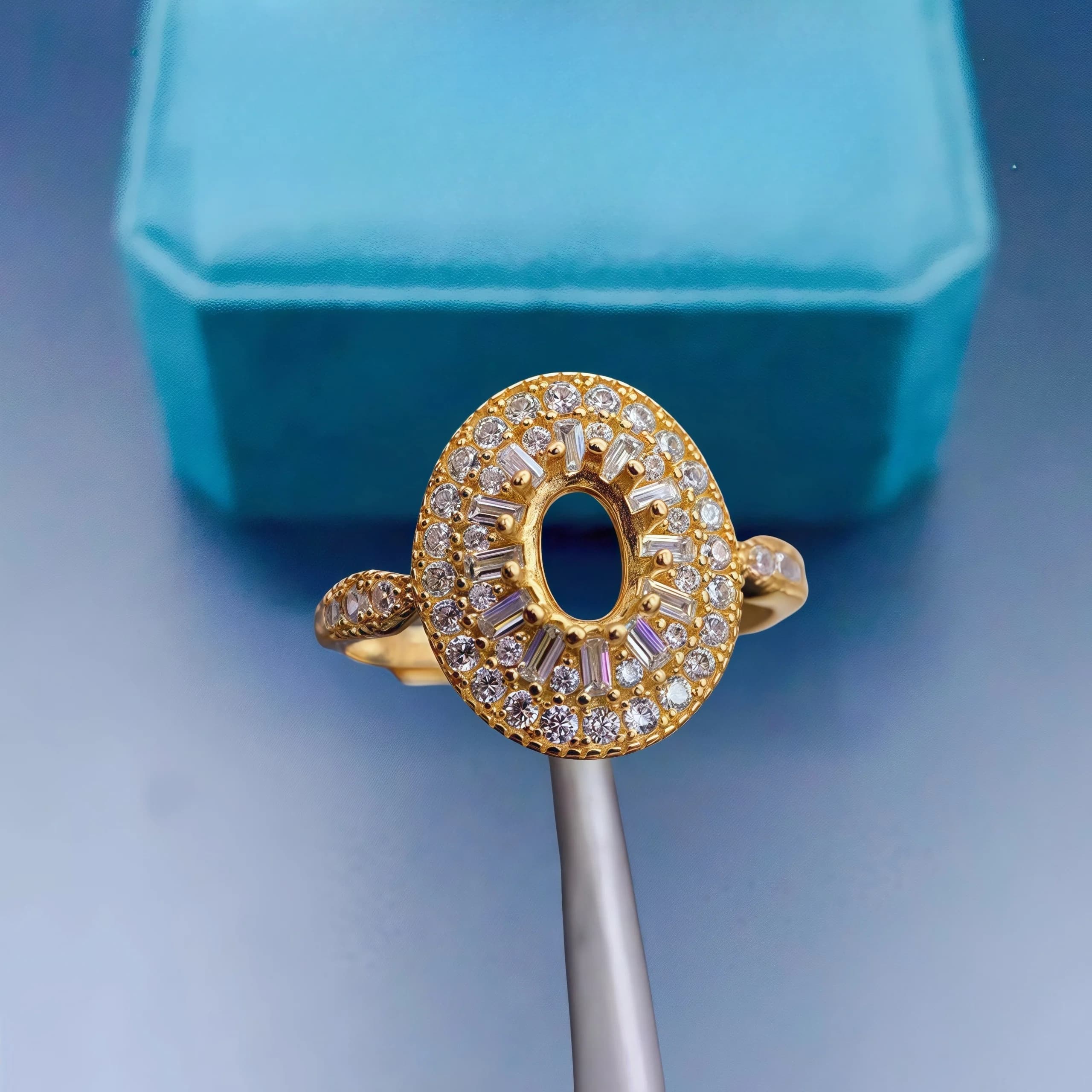 Y S925 Impostazione in argento sterling 4 * 6mm Pietra ellittica Porta anello di moda Supporto vuoto fai da te per le donne Gioielli di lusso con fascino raffinato
