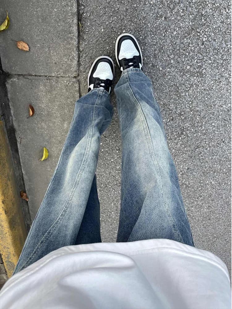 Slim Fit Blue adient Wa Men's Jeans Spring Autumn Low Waist Straight Leg Zipper Closure Classic American Vintage Sle