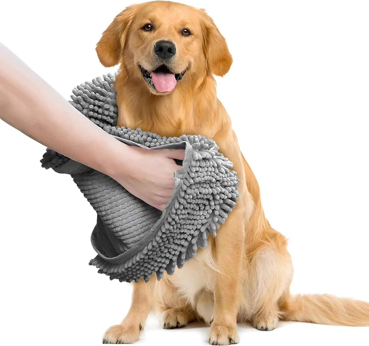 Asciugamano per Cani ad Asciugatura Rapida, Tappetino Super Assorbente in Microfibra per Cani Grandi e Piccoli - Grigio Morbido 19x46 Pollici