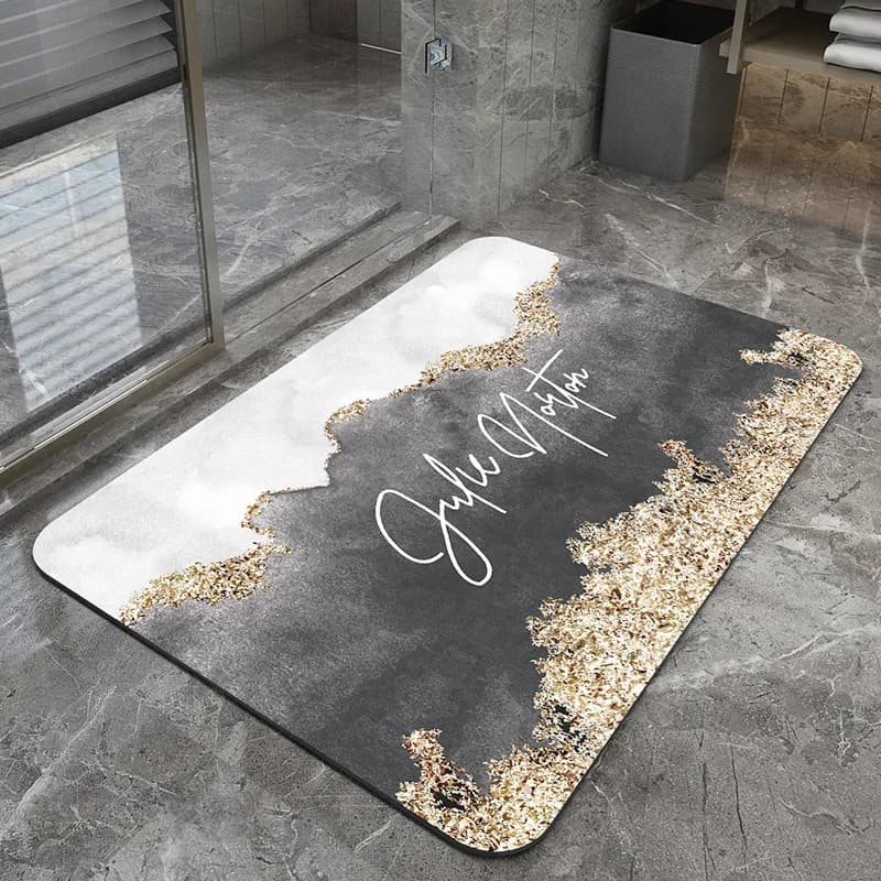 VIKAMA Solid Color Diatomite Bathroom Mat, Anti-slip, Quick Drying, Absorbent, for Kitchen and Bathroom Furniture