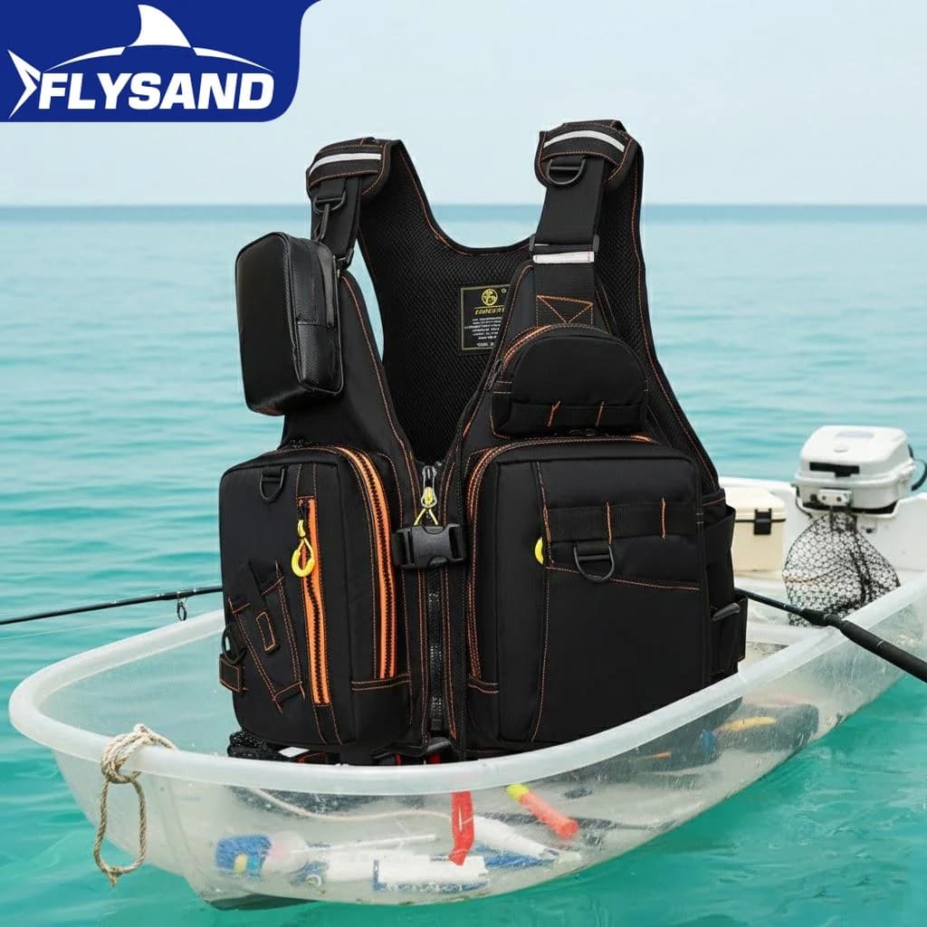 Giubbotto di Salvataggio Multifunzionale per la Pesca all'Aperto con Materiali Galleggianti e Tasche Multiple per lo Stoccaggio