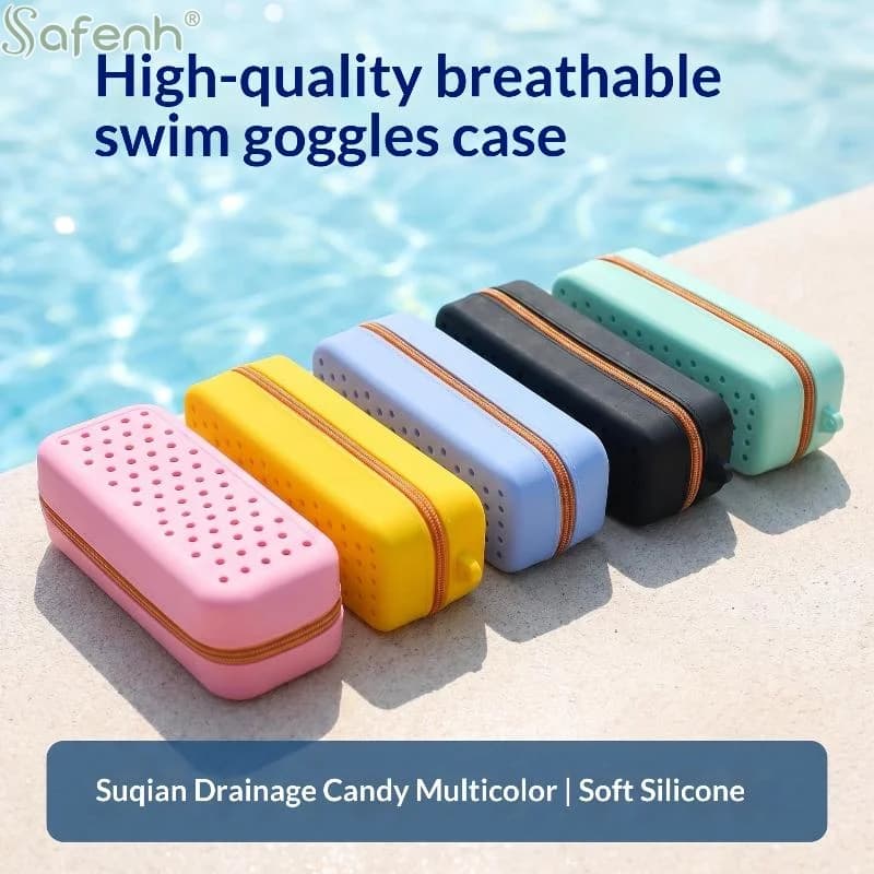 1PCS NEW Silicone Swim Goggle Case For Swimming Silicone Protective Bag With Drain Hole For Goggles Large Capacity