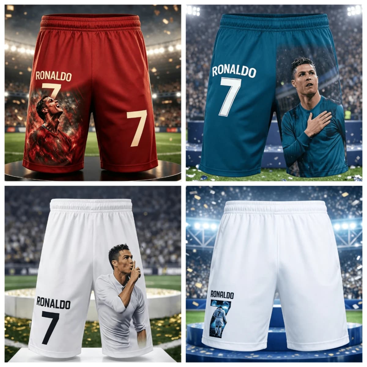 Adult & Kids CR7 Quick-Dry 3D Printed Sports Pants – for Football Fans, Beach Trips & Daily Casual Wear