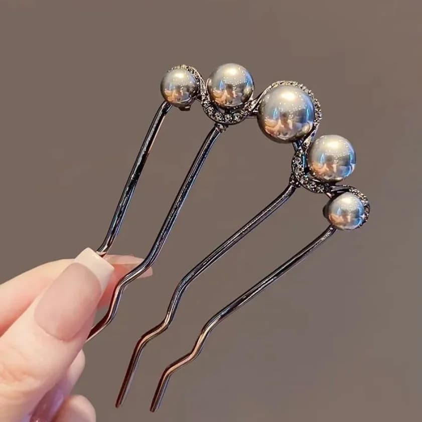 Forcina per capelli a U nera da donna, pettine per chignon disordinato, forcina laterale, strumento semplice per acconciature