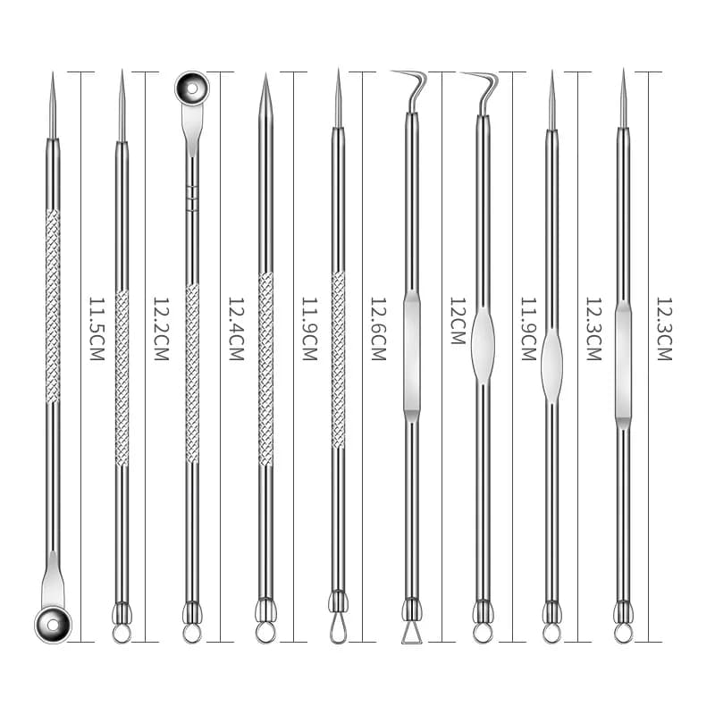 Black and Acne Point Removal Tools Set, Black Point Grippers, Stainless Steel Brufoli Extractor, Leather Care Tool