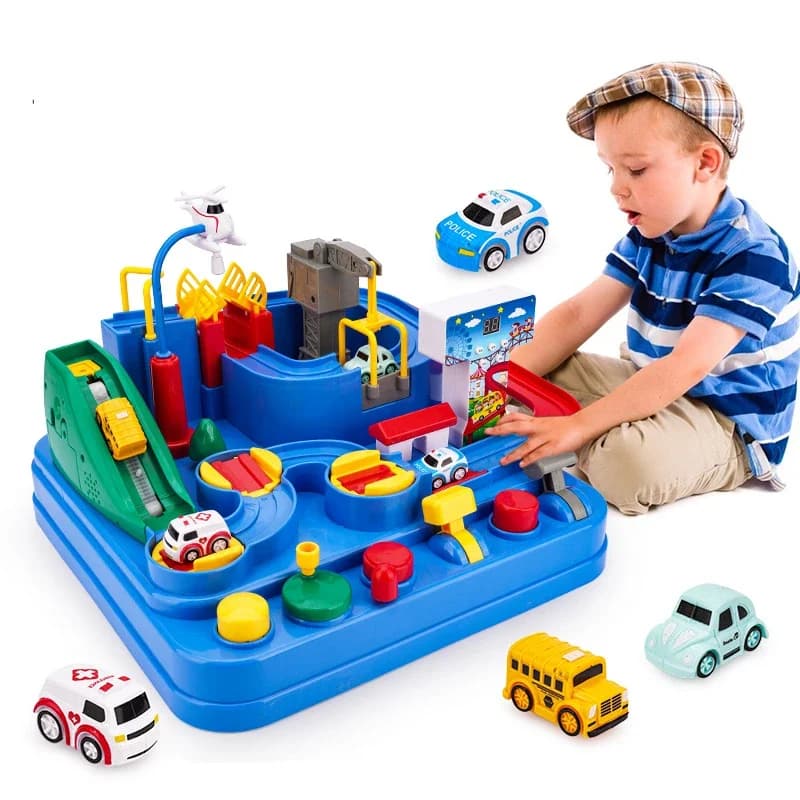 Hot Kids Educational Car Toys for Boys Track Adventure Brain Table Games Rail Cars Mechanical Parking Lots Children Xmas Gifts