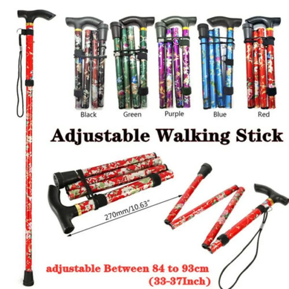 Foldable Trekking Sticks in Aluminum Alloy for Seniors, Telescopic Stick Anti-Slip for Hiking and Walking