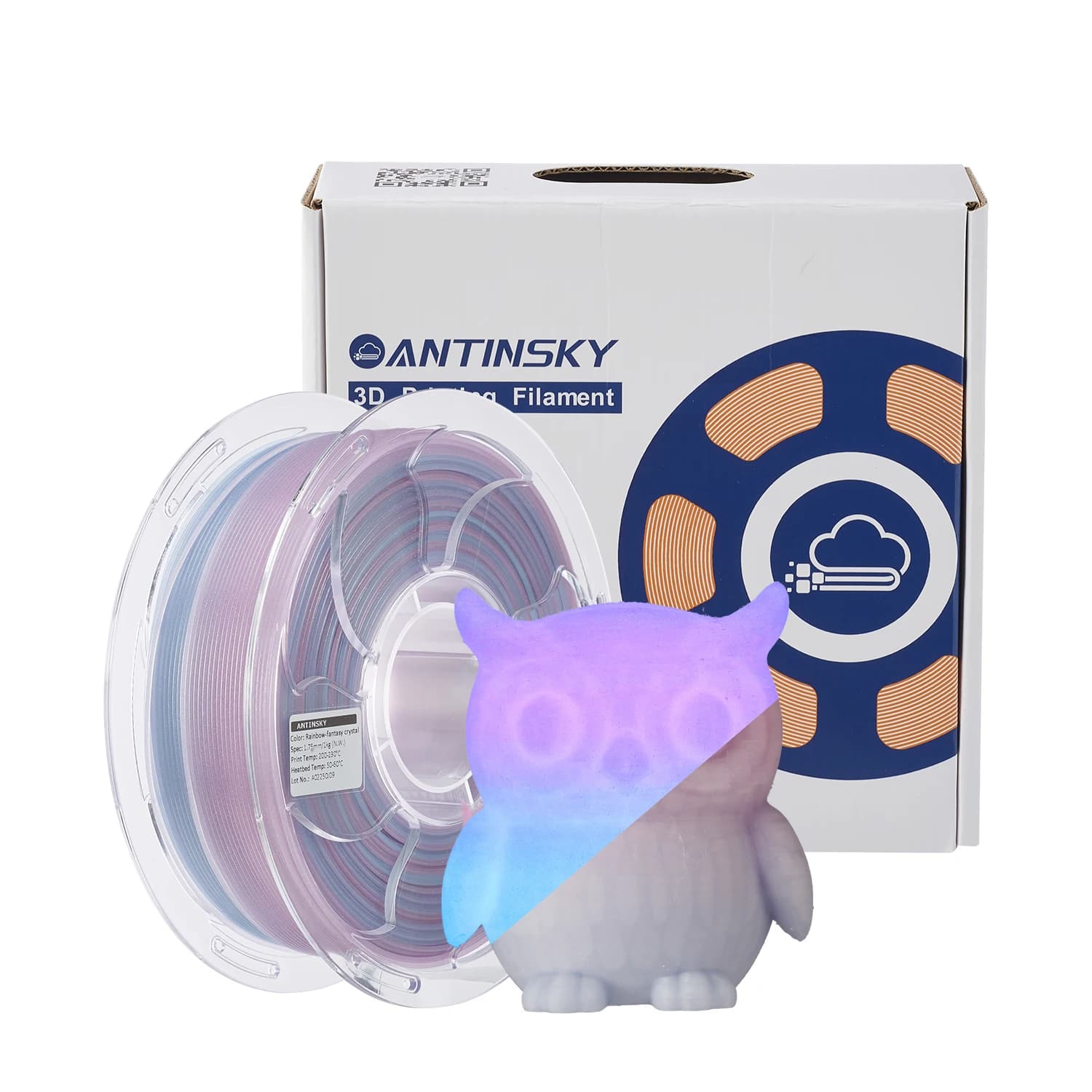 Filamento PLA Luminoso Arcobaleno 1KG 1.75mm ANTINSKY Materiale Fluorescente per Stampa 3D FDM