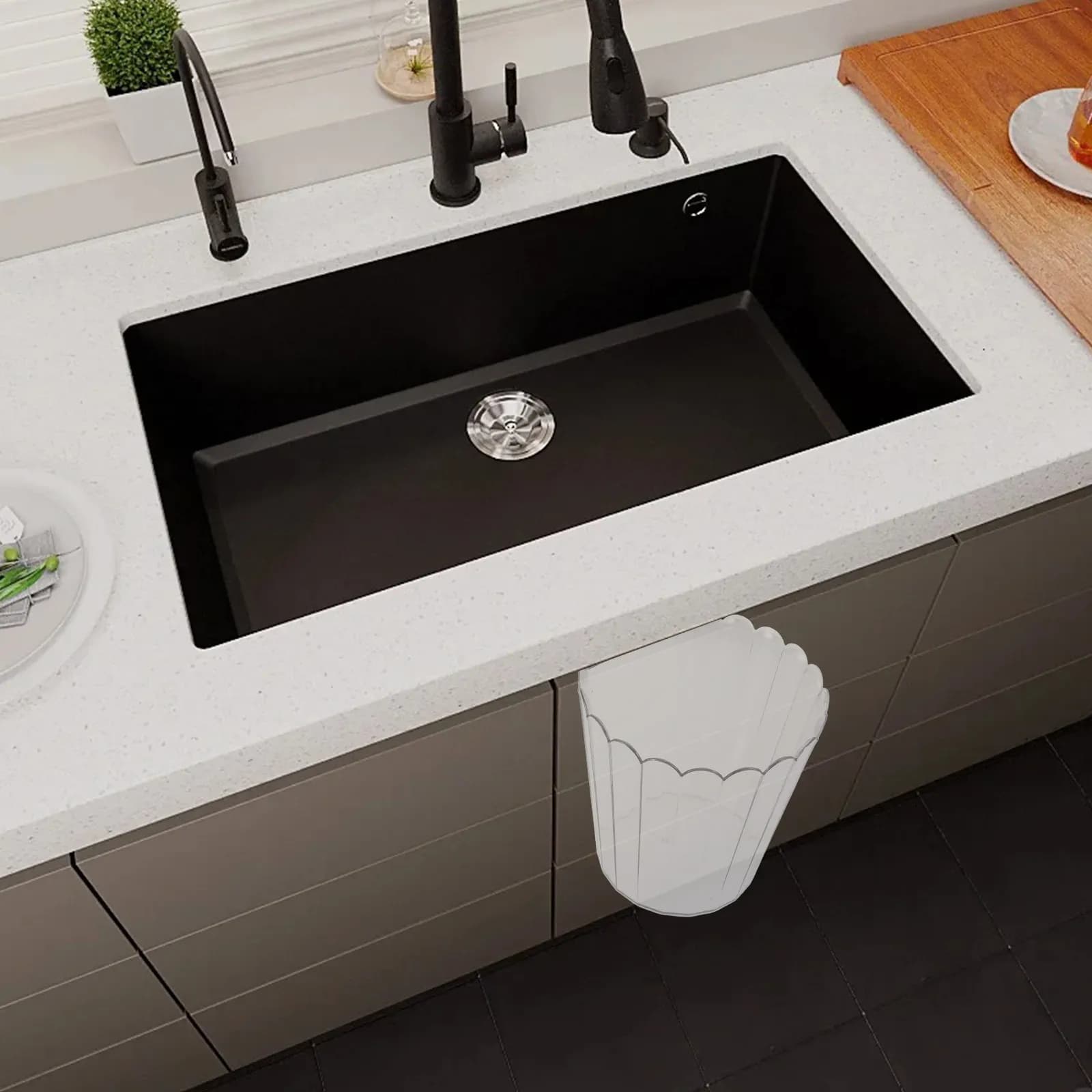 Cestino per rifiuti sottolavello da appendere, montabile su porta dell'armadio, per compostaggio, facile da pulire, in materiale ecologico, salvaspazio, per cucina, bagno, camper