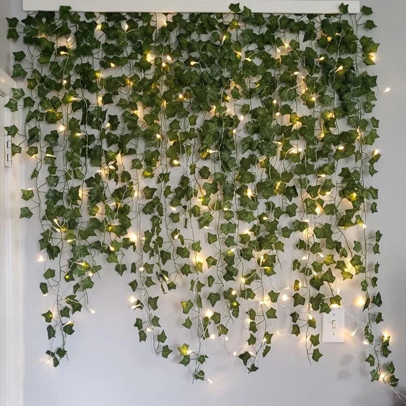 2/5/10M Silk Leaves False Creeper Green Sheet Ivy Vite LED String Lights for Home Wedding Hanging Garland Artificial Plants Decor