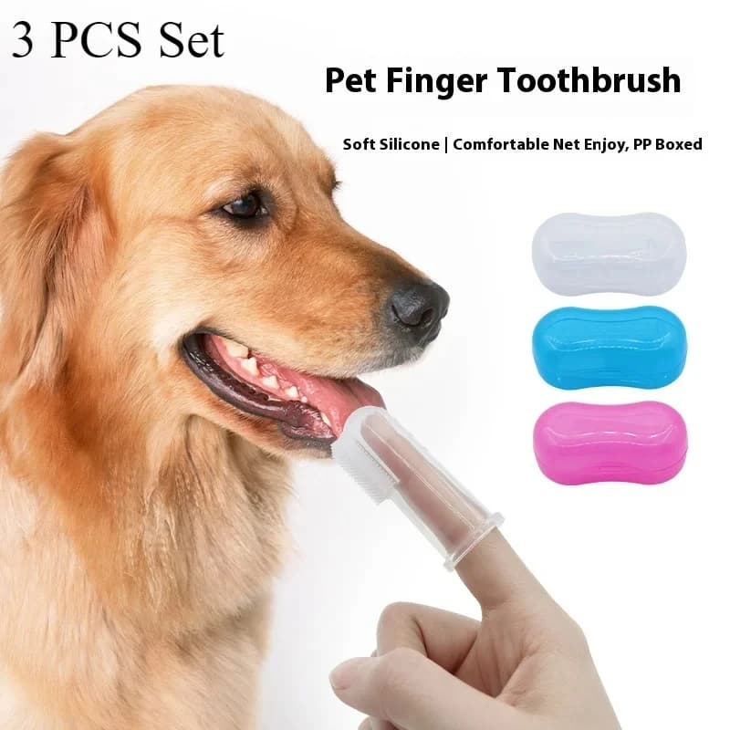 3pcs Finger Toothbrush for Pets - Soft Bristle Dog & Cat Dental Care - Easy Cleaning Brush for Small Dogs - Teeth Cleaning Tool