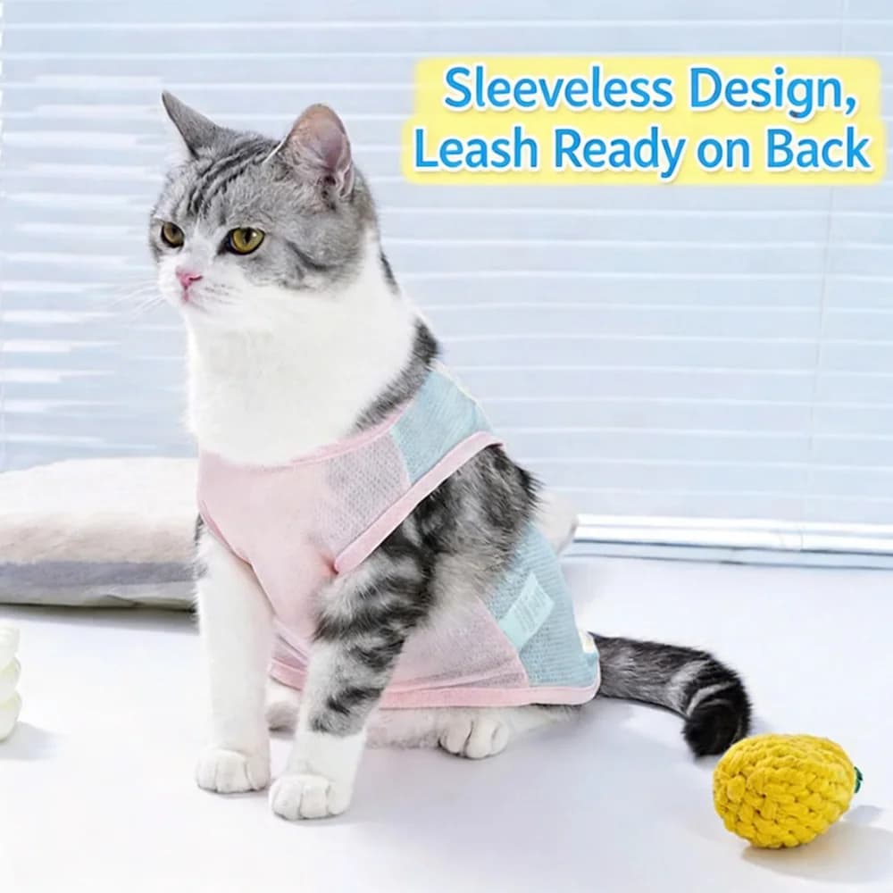 Pet Cooling Vest for Dogs Cats Summer Breathable Mesh Cooling Shirt Lightweight Puppy Kitten Clothes with Harness Hole