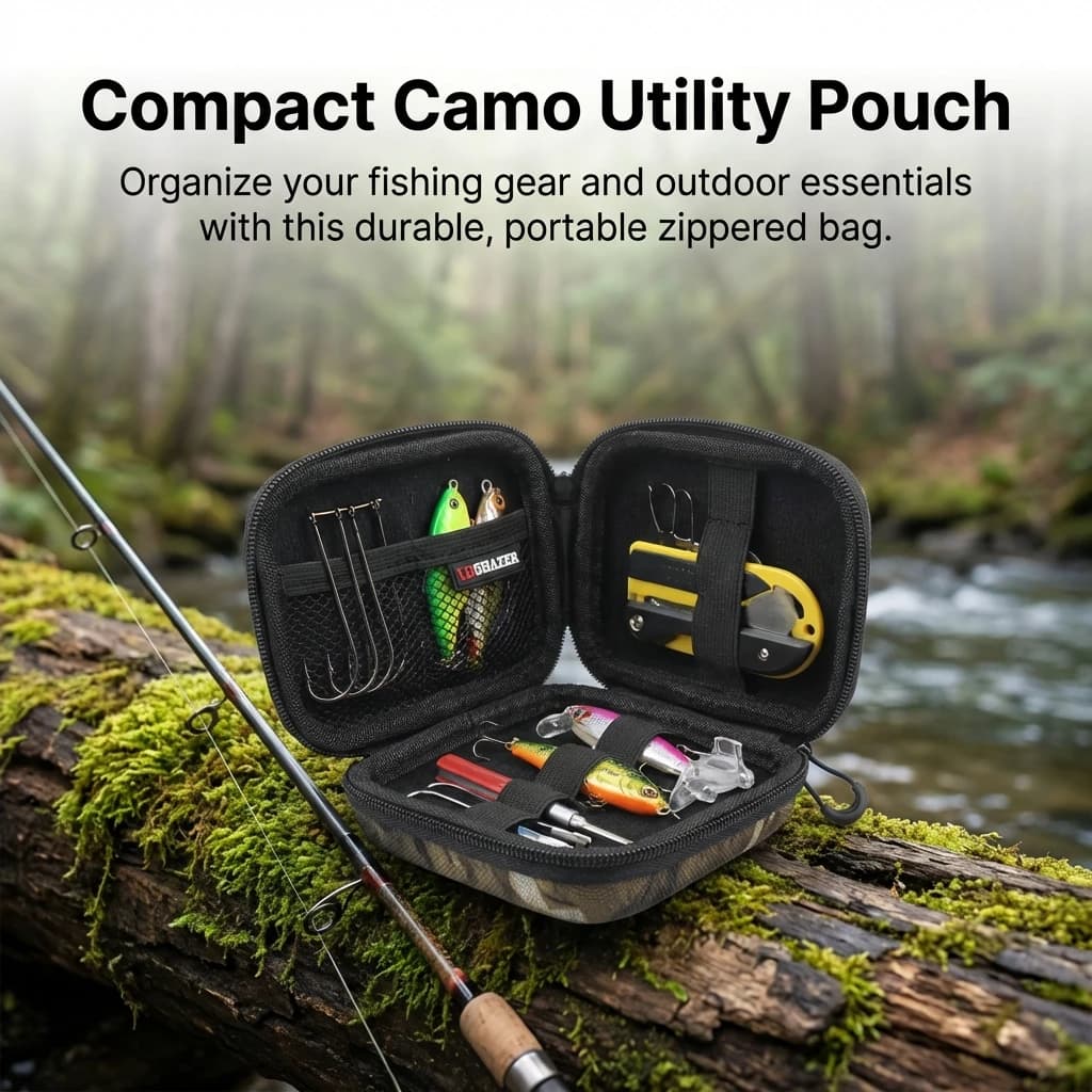 EVA fishing gear box, waterproof with zipper, outdoor fishing gear organizer