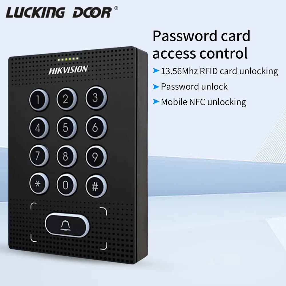 Hikvision Mobile NFC Porta aperta Tastiera Standalone Lettore Wiegand 13,56 Mhz Supporto Master Card per Sistema di controllo accessi di sicurezza