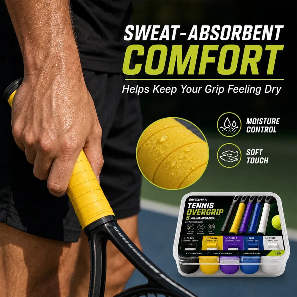 Tennis Racket Grip Tape Sweat Absorbent Anti Slip Overgrips for Badminton Racket Squash Pickleball Handles Moisture Control Soft