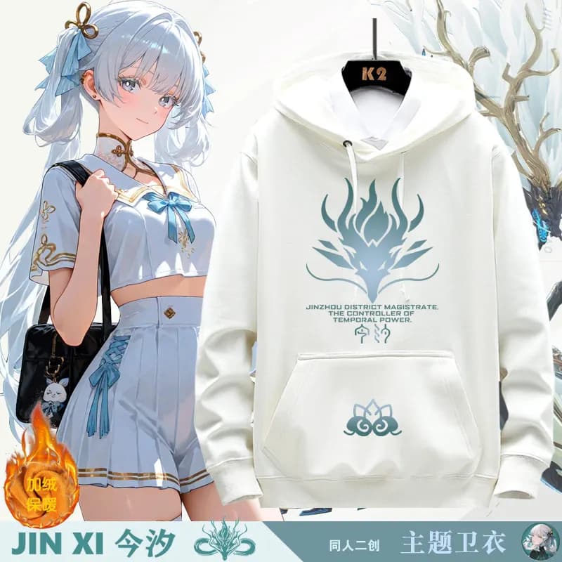 Maglione a maniche lunghe Anime Wuthering Waves Jinhsi Cappotto unisex Felpa con cappuccio Moda Felpa con cappuccio Top Costume cosplay Halloween