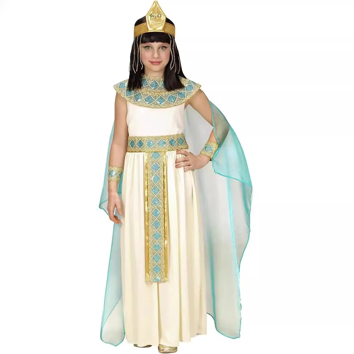 Costume da principessa Cleopatra del faraone egiziano dell'antico Egitto per bambini Costumi da festa in maschera di Halloween per ragazze