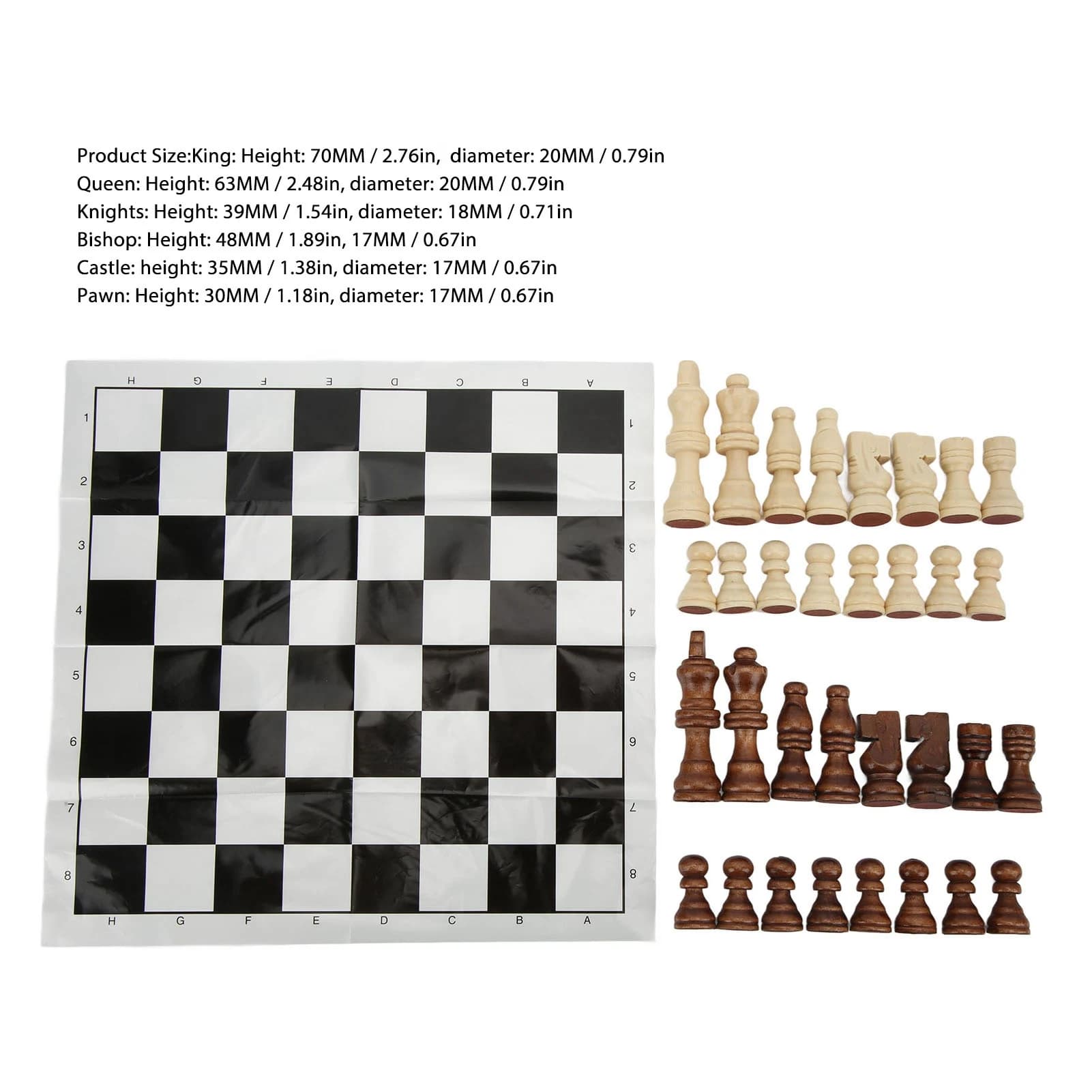 Set di scacchi pieghevoli Scacchiera pieghevole con pezzi degli scacchi Set di scacchi divertenti portatili per feste