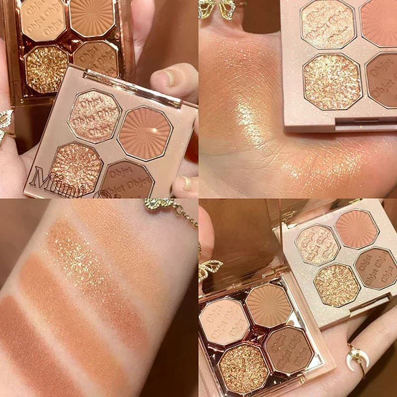 DIKALU Palettes of glittered shadows perlati in 4 colors, opaque bright shades, waterproof pigments, makeup cosmetics