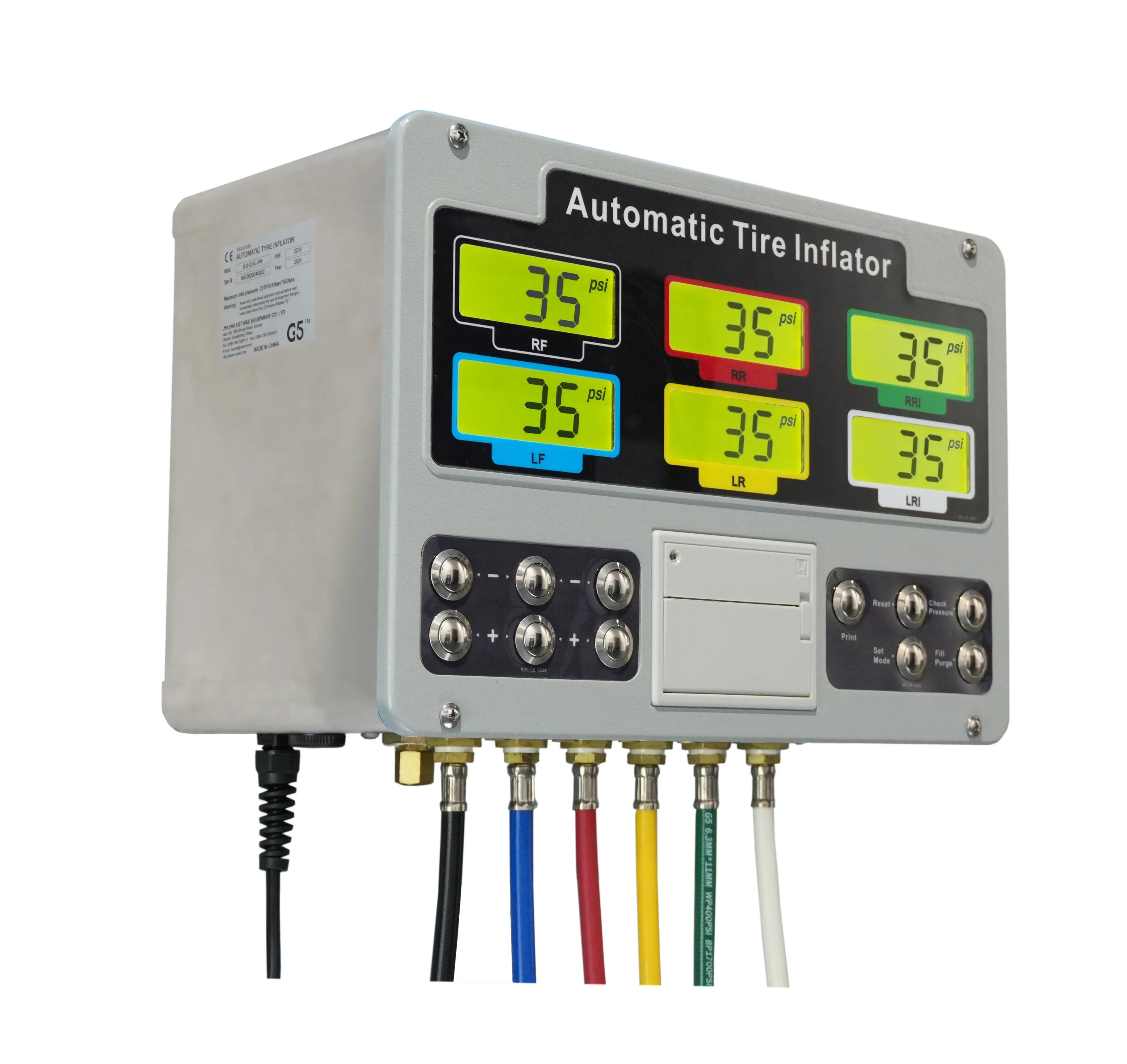 G5 Officina Gonfiatori per pneumatici digitali automatici montati a parete per interni con stampante Gonfiatore per pneumatici multi-testa 6 per tireshop