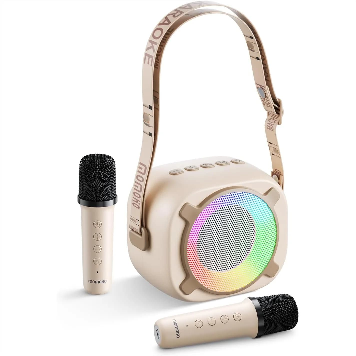 Macchina per Karaoke per Bambini con Altoparlante Bluetooth, 2 Microfoni Wireless e Luci LED per Feste in Famiglia e Regali di Compleanno