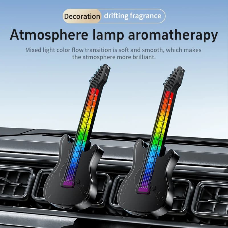 Uscita aria montata su auto aroma chitarra fragranza profumo musica LED atmosfera luce sedile decorativo