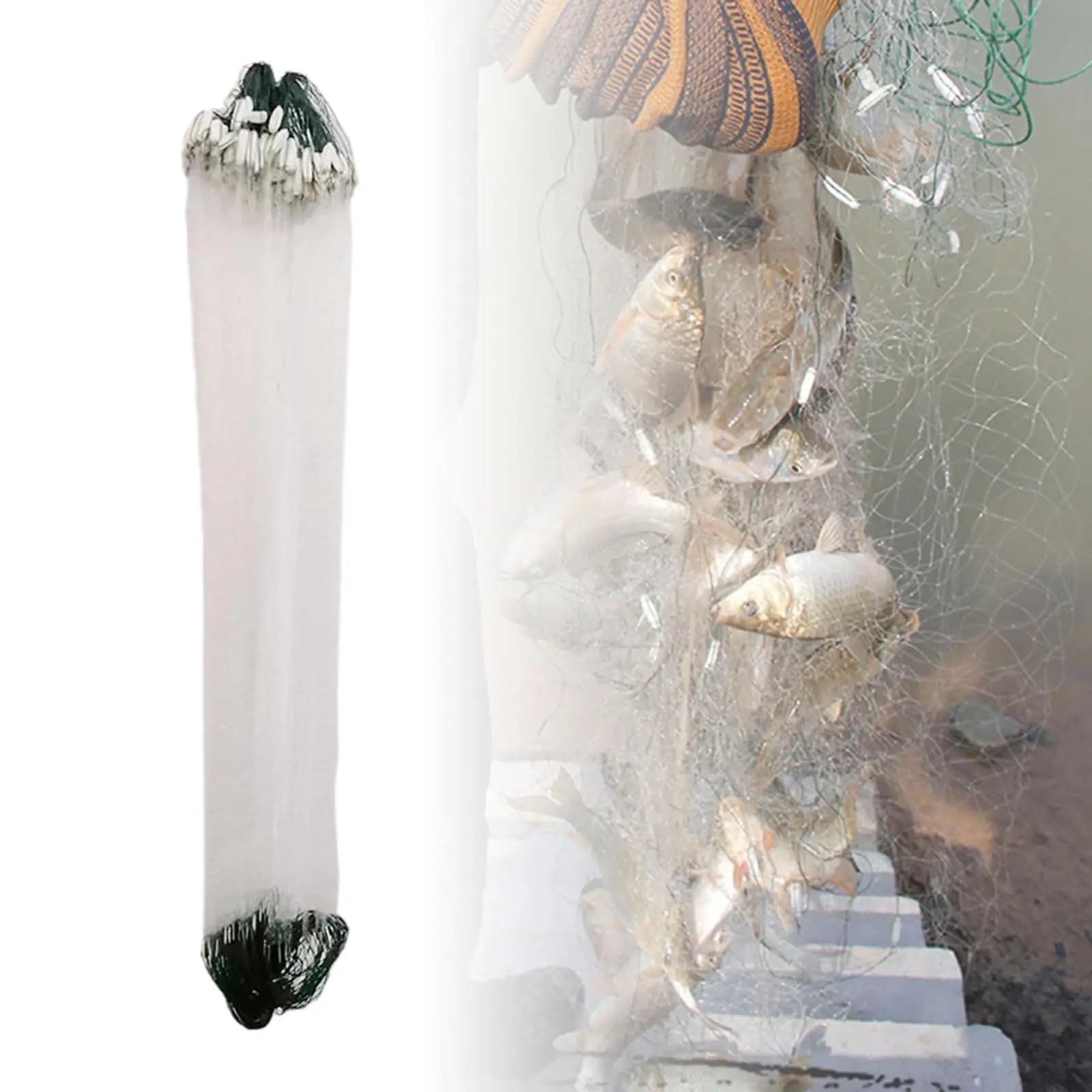 Fishing Cast Net PVC Handmade Finished Fish Net Fishing Gill Net for Trap Fish Easy Throw Fishing Fish Gill Net Fishing Net